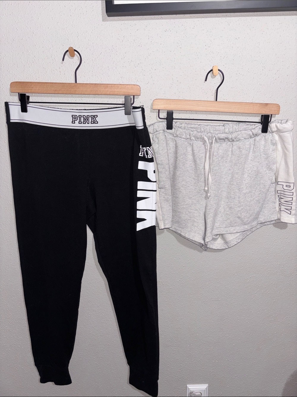 PINK Victoria's Secret - Black joggers & Gray Shorts bundle (size Large)